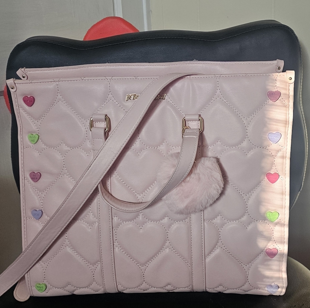 💖 Pastel Pink Heart Pink Quilted Heart Tote Bag Betesy Johnson